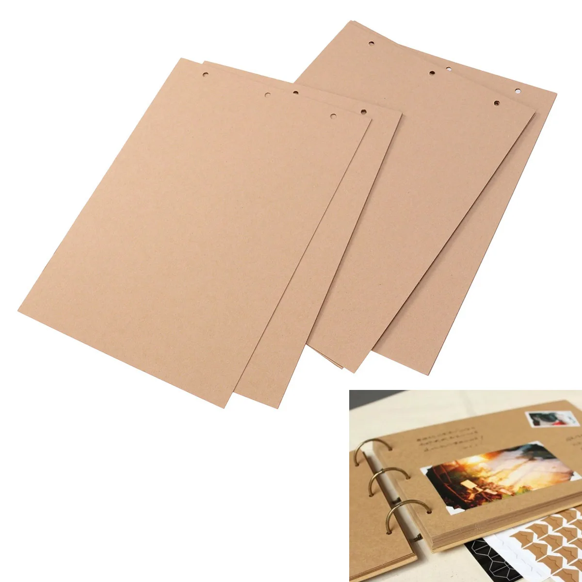 

15 Sheets Scrapbook Refill Photo Album Pages Double Sided Thick Kraft Paper for 10 Inches DIY Scrapbook Albums