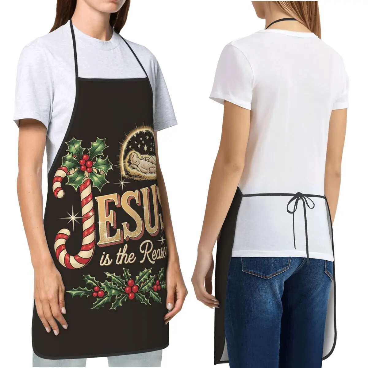 Christmas Religious Jesus Is The Reason Aprons Chef Cooking Cuisine Tablier Bib Kitchen Cleaning Pinafore for Women Men Painting