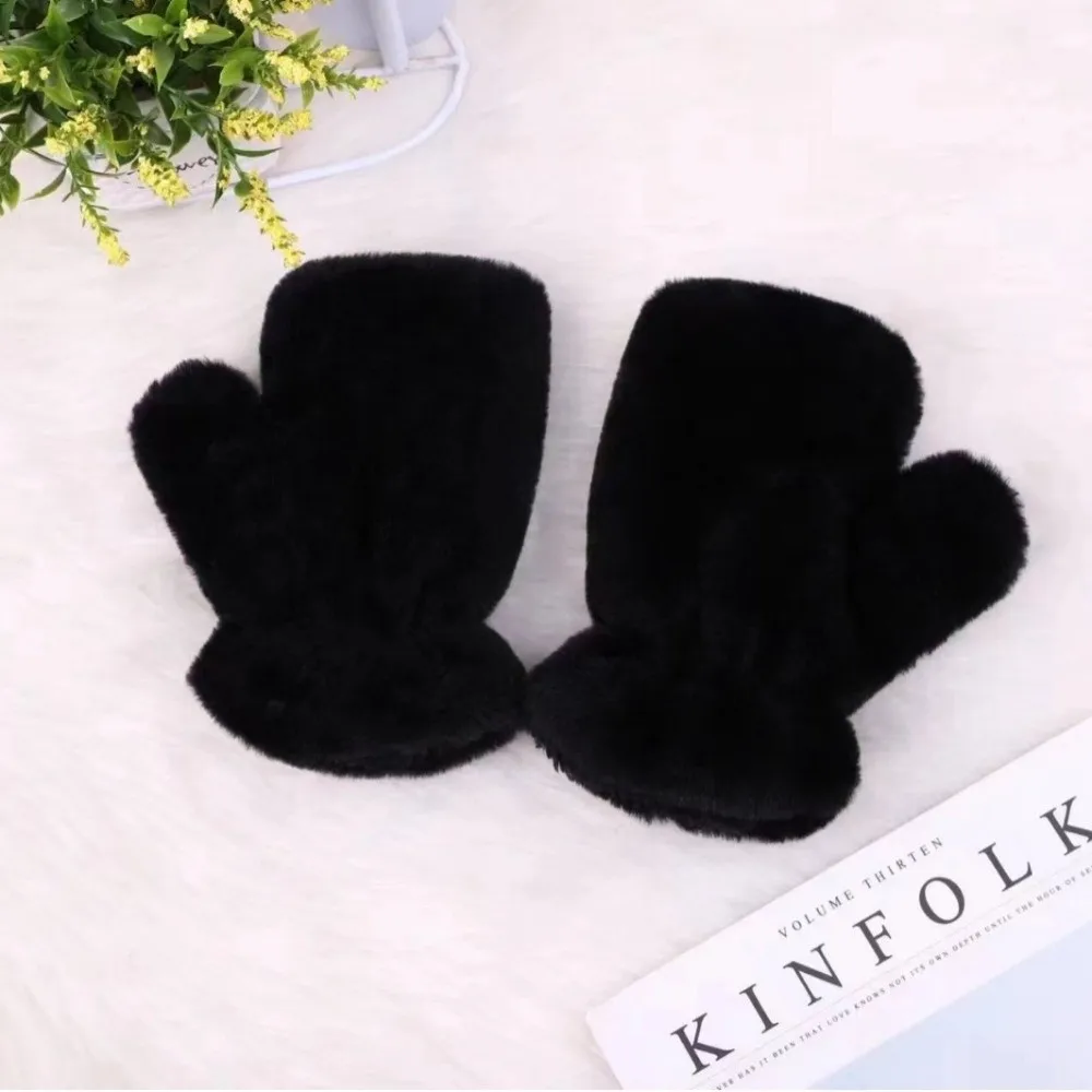 Fashion Solid Color Riding Gloves Windproof Cold Protection Thermal Gloves Thicken Thick Gloves Cold Weather