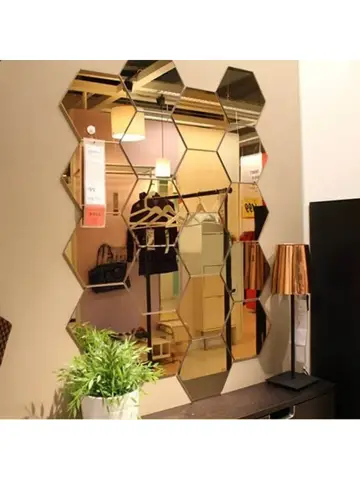 Hexagon Acrylic 3D Mirror Wall Sticker Home Decor DIY Self-adhesive Mirror Decal Decor Stickers Art Wall Decoration Large 6/12pc