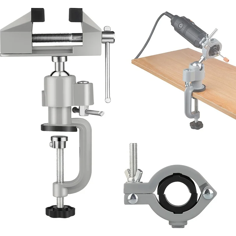 Rotating Bench Vise 360° Adjustable Grinder Stand for Wood Metal Jewelry Drilling Projects Metal Clamping Mechanism