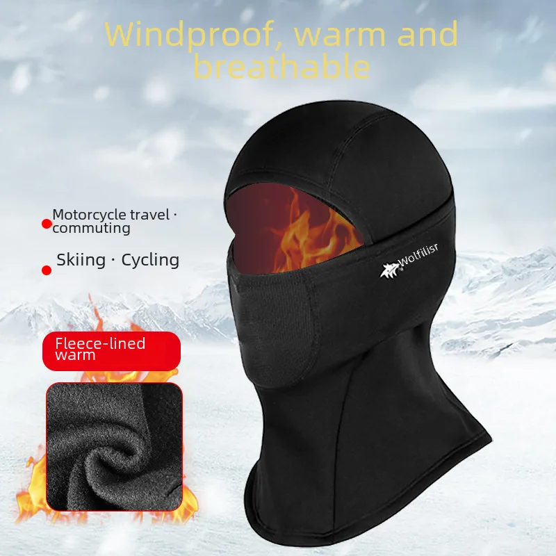 Outdoor Winter Skiing Thermal Headgear Men's Helmet Liner Fleece Scarf Wind-Proof and Cold Protection Fleece-lined Riding Surfac