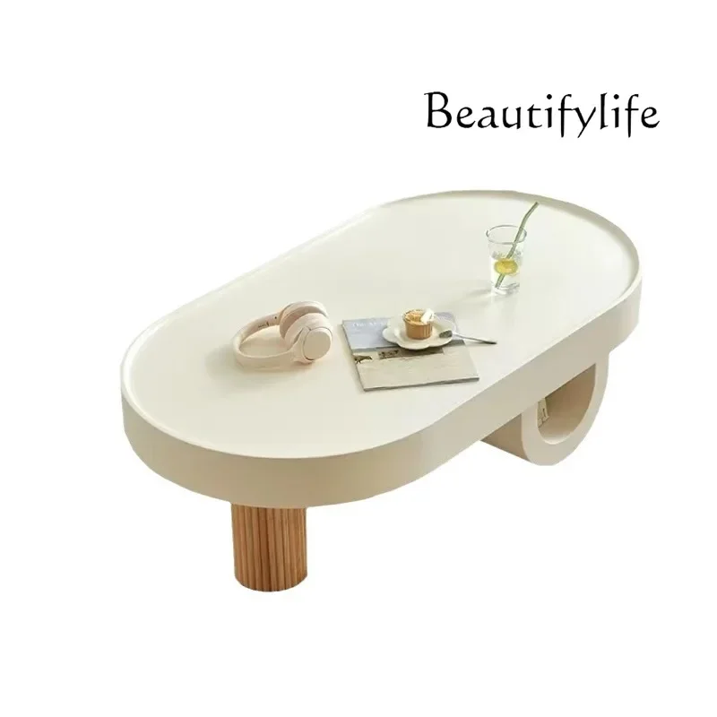 X35 Nordic Solid Wood Living Room Coffee Table Small Apartment Simple Modern Balcony Small Table Cream Style Creative Design Sen