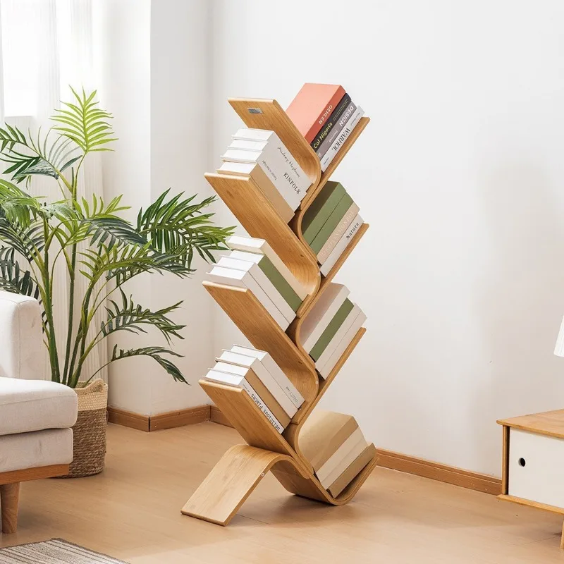 Wooden creative Bookcase floor standing Household Tree-shaped corner Interior shelf Simple estanteria pequeña room furniture
