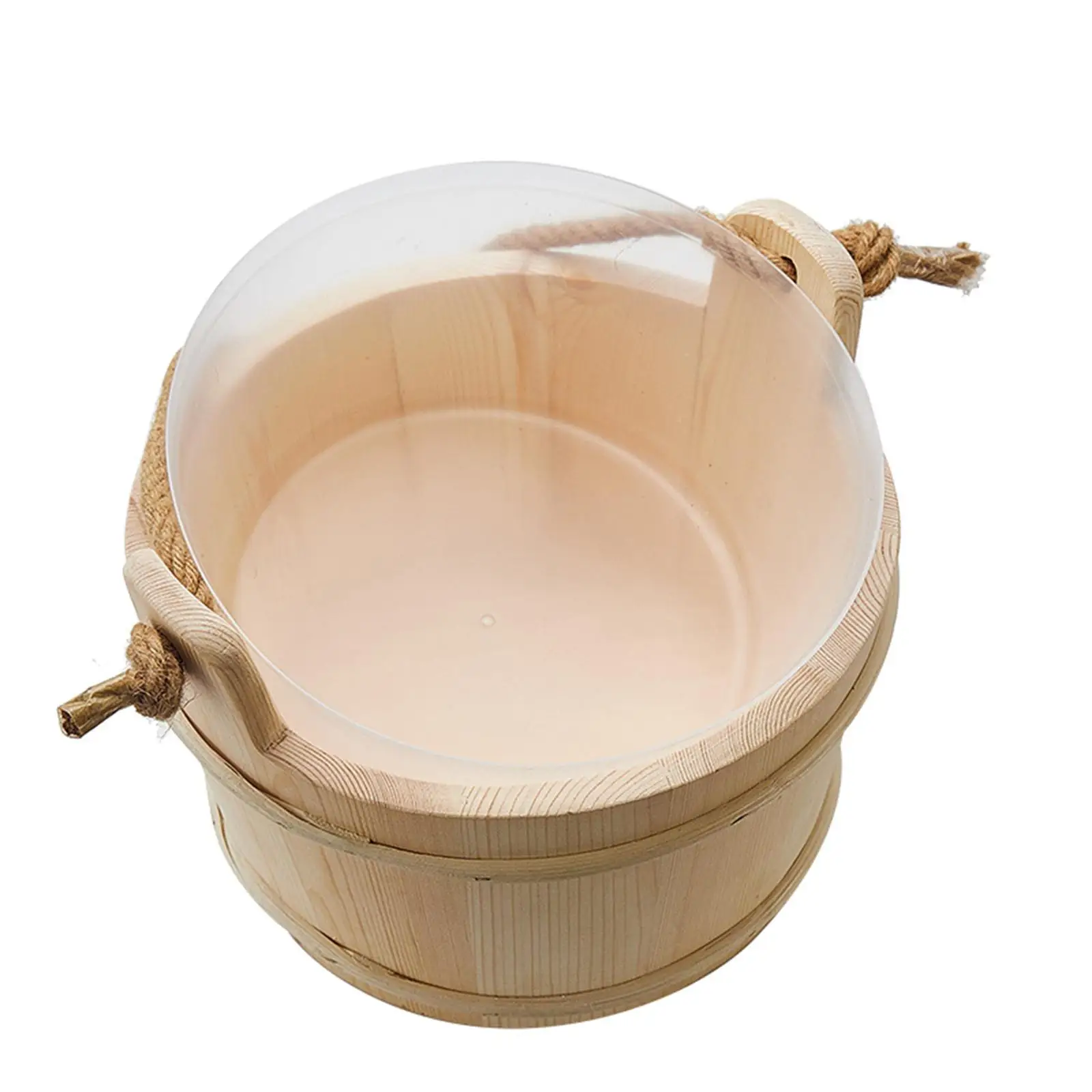 Sauna Accessories Wooden Bucket Set Durable Rope Handle Bath Tub Barrel for Spa Steam Room and Shower