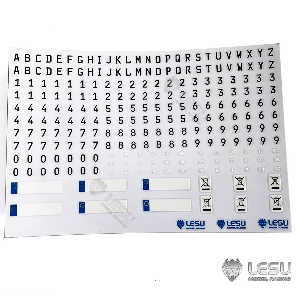 1/14th Toy Truck License Plate Sticker Number Plate Decoration For Tamiya LESU 1/14 RC Tractor Truck Parts Accessories ZK-K060