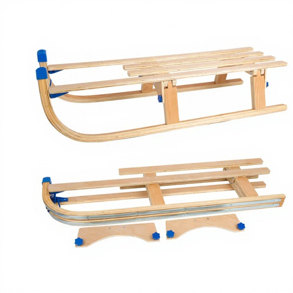 Nordic Folding Wooden Snow Sled Heavy Duty Kids Winter Sliding Chair Sledge Outdoor Sports Toboggan Board Sleds Boys Girls