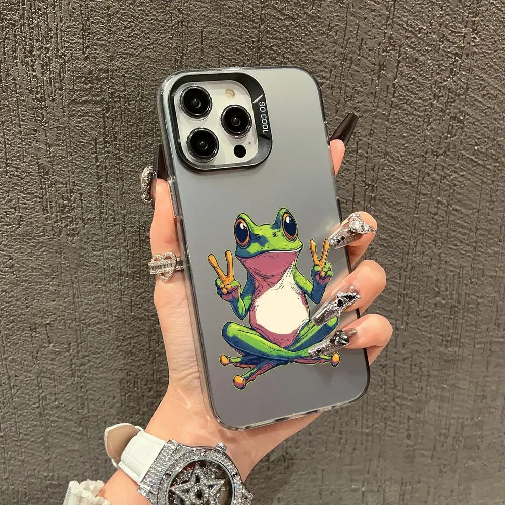 

Abstract Frog Bier pattern phone case for iPhone 16 17 15 14 13 12 11 Pro/ Max/Plus anti-fall and shockproof rear cover