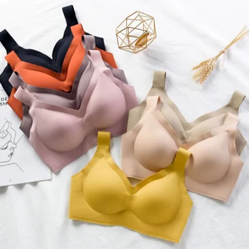 여성용 심리스 브래지어, 슈퍼 푸시 업 브라, 무선 속옷, 여성용 탈착식 패드 브래지어 조정, 넓은 스트랩, 보이지 않는 브래지어
