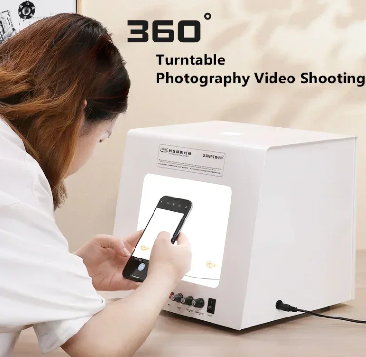 Mini Photo Studio Fotografia Light Box Softbox Giradischi rotante dimmerabile per gioielli Fotografia Video Scansione 3D