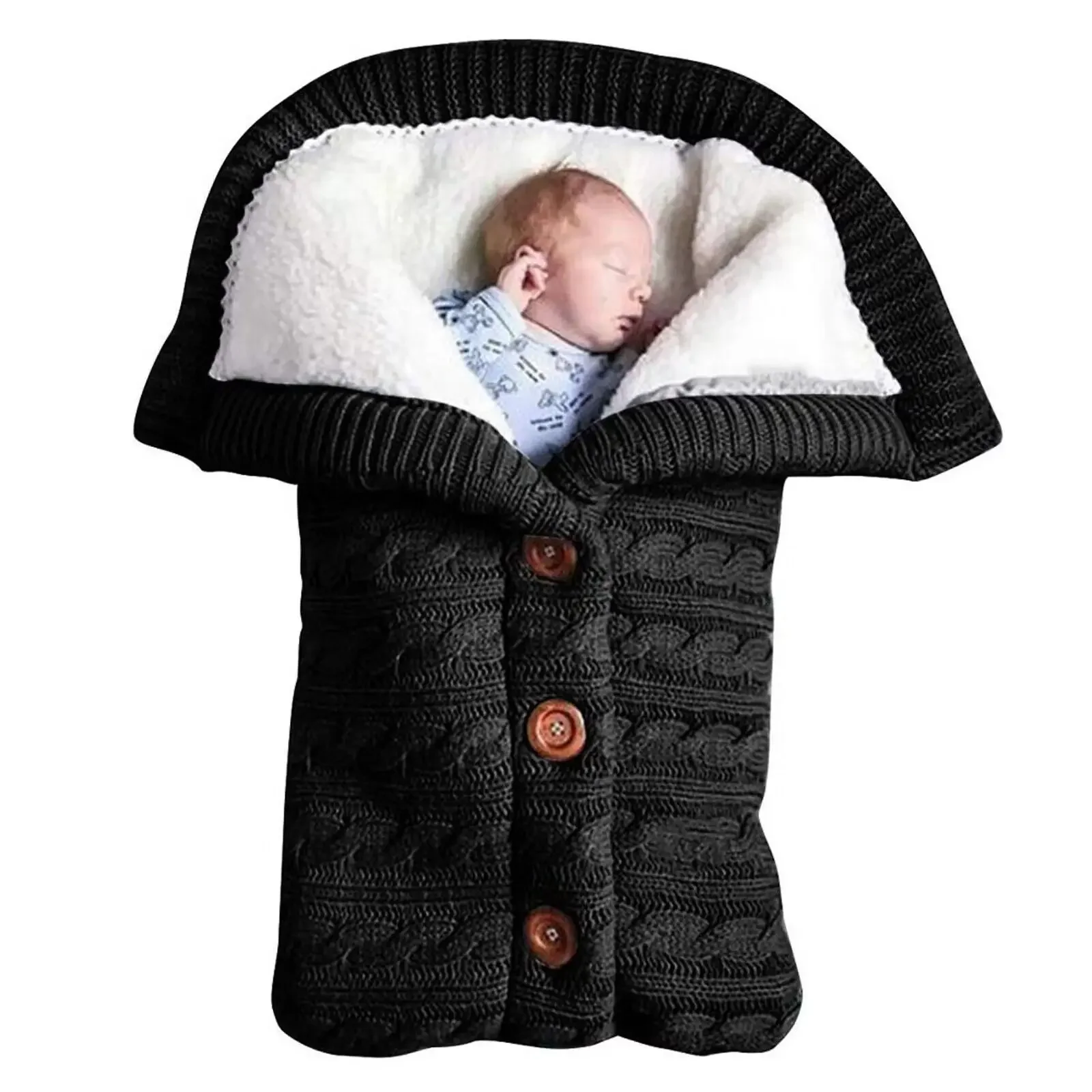 Gigoteuse chaude pour bébé, sac de couchage pour enfant, chancelière pour poussette, sac de couchage pour nouveau-né, couverture d'emmaillotage en laine tricotée, hiver