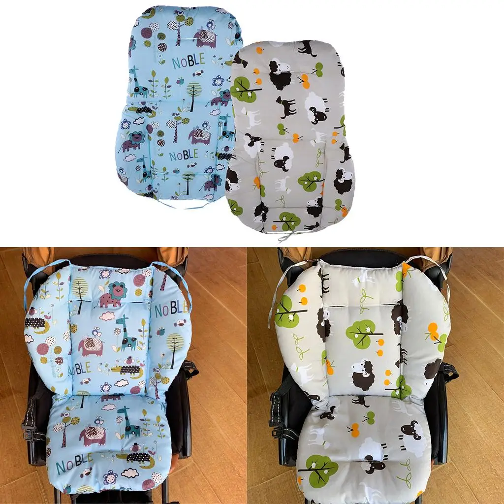 Reversible Stroller Seat Cushion Pad with Thick Mattress Lining Universal Baby Cart Cover for Infant Chair