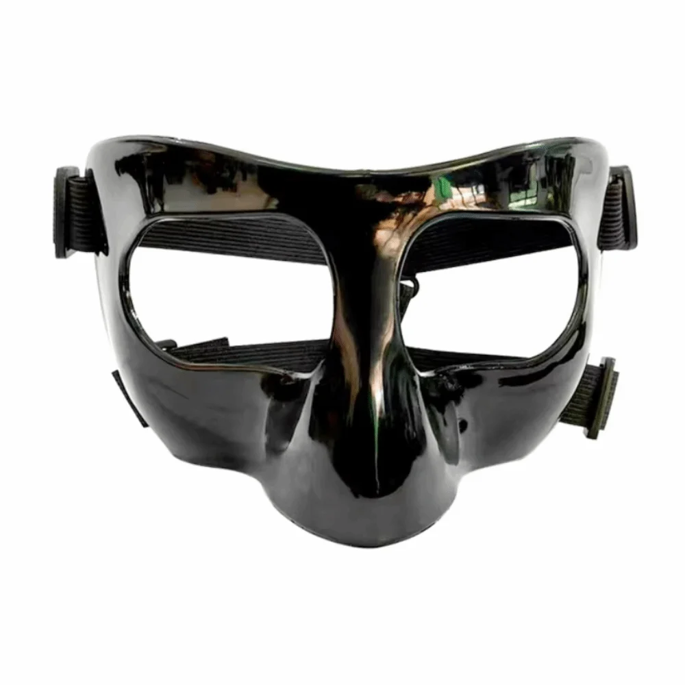mascara-facial-ajustavel-para-basquete-preta-transparente-com-faixa-elastica-protetor-facial-resistente-a-quebras-e-a-prova-de-impacto-protetor-de-nariz