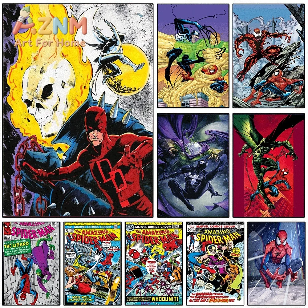 Marvel Daredevil Ghost Rider Flame Skull Comic Canvas Wall Art Unframed Canvas Poster Print for Boys Bedroom Game Room Apartme