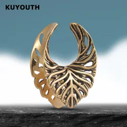 ​KUYOUTH Leaf Veins Ear Tunnels Gauges Hollow Expanders Saddle Stretchers Piercing Jewelry Earring Copper 2PCS