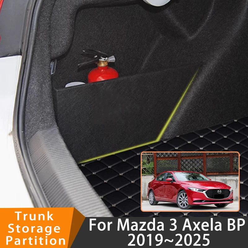 Auto Accessories For Mazda 3 Axela BP 2019~2025 2020 Car Upgrade Organizer Trunk Side Partition Trunk Interior Storage Box Parts