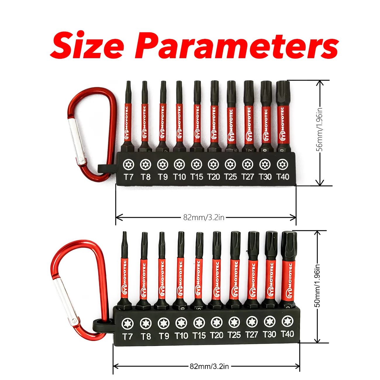 10/20 Piece Impact Screwdriver Bit Set, Made of High-Hardness S2 Alloy Steel, with Strong Magnetic Torx Head Design, Precisely Matches All T7 to T40 Screw Sizes, Universal 1/4 Inch Hex Shank, Compatible with Electric Screwdrivers and Manual Tools, Comes with a Red Metal Carabiner for Easy Portability, Designed for Mechanical Repairs, Home Installations, and Industrial Scenarios