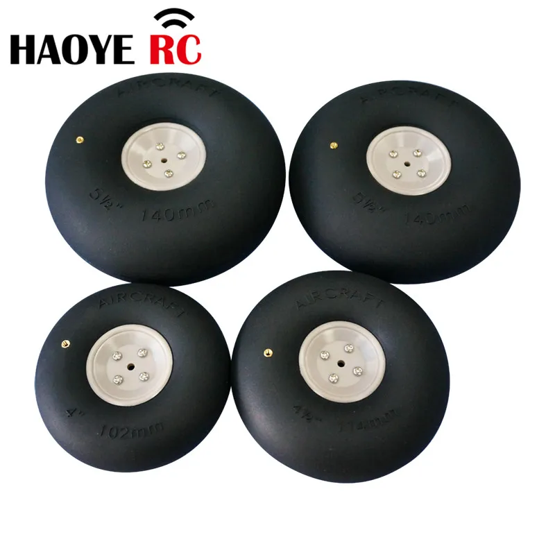 Haoye 1PC Aircraft Pneumatic Wheels 4/4.5/5/5.5 Inch Inflatable Tire Landing Gear Wheel For RC Airplane Replacement Accessory