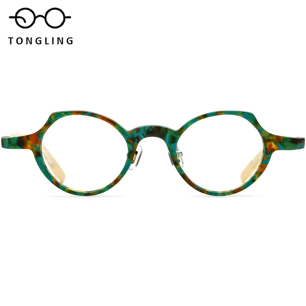2025 Women Top-Notch Fashion Multi-Color Patchwork High-Quality Handcrafted Cat Eye Acetate Glasses Men Frosted Unique Eye Frame
