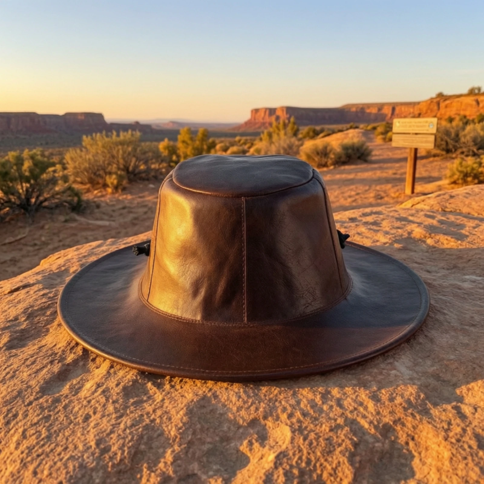 Leather Hat with Side Cords Weather Resistant Cowboy Hat Vintage Comfortable for Outdoor, Travel