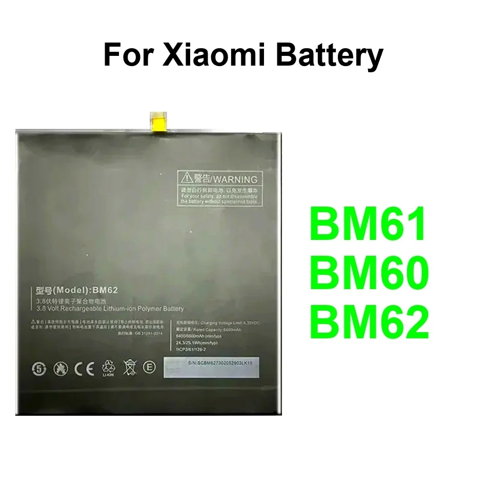 

Высокоэффективный аккумулятор для планшета BM60 BM62 BM61 6010-6520 мАч для Xiaomi Mipad 1 2 3 7,9