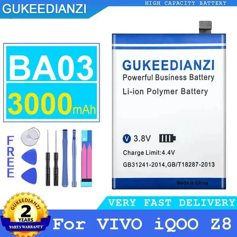 

Safe 3000Mah Reliable Replacement For Vivo Iqoo Z8 BA03 Mobile Phone Battery