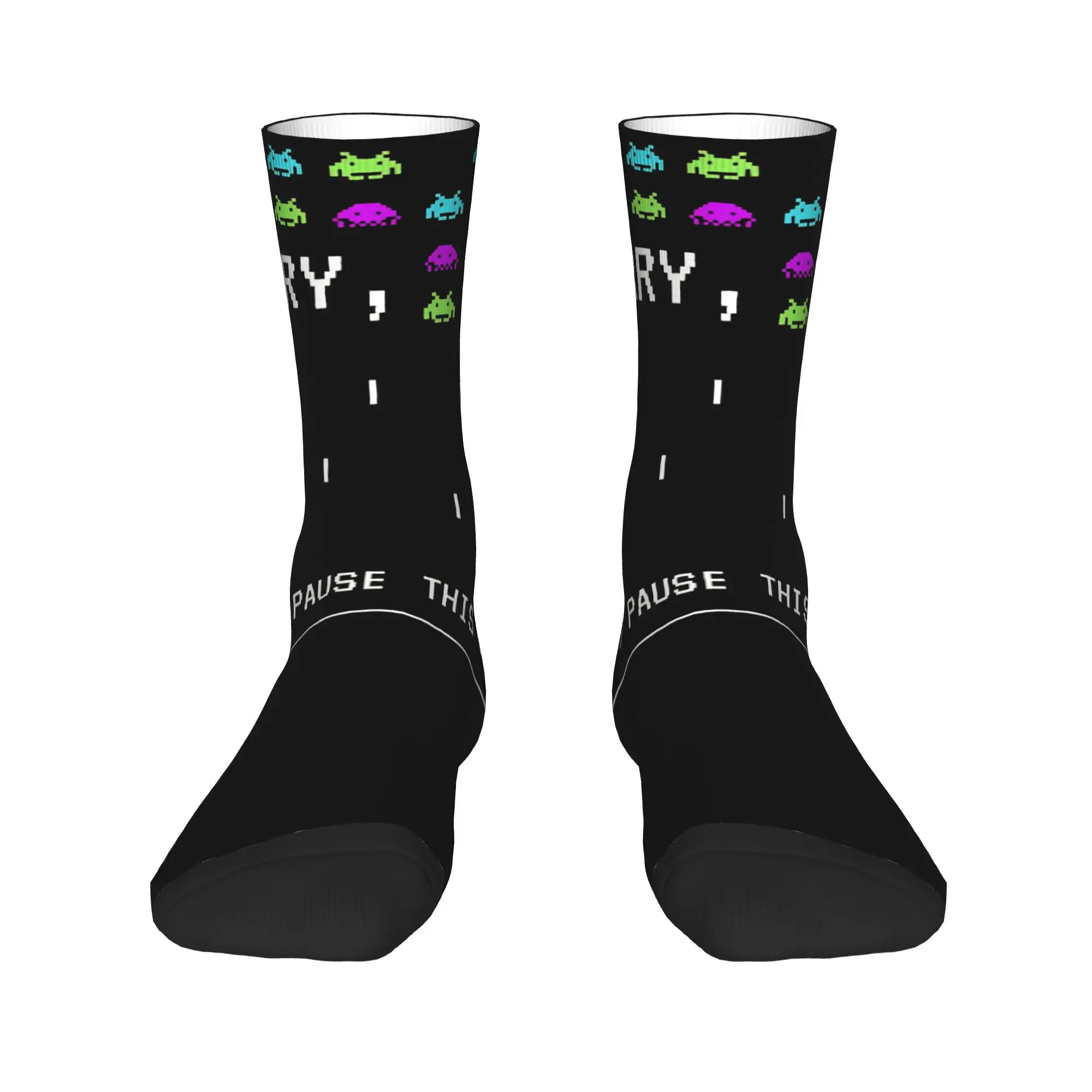 Space Invaders Funny Socks  Fashion Stockings Unisex Men Soft Outdoor Sports Socks Winter Graphic Non Slip Socks