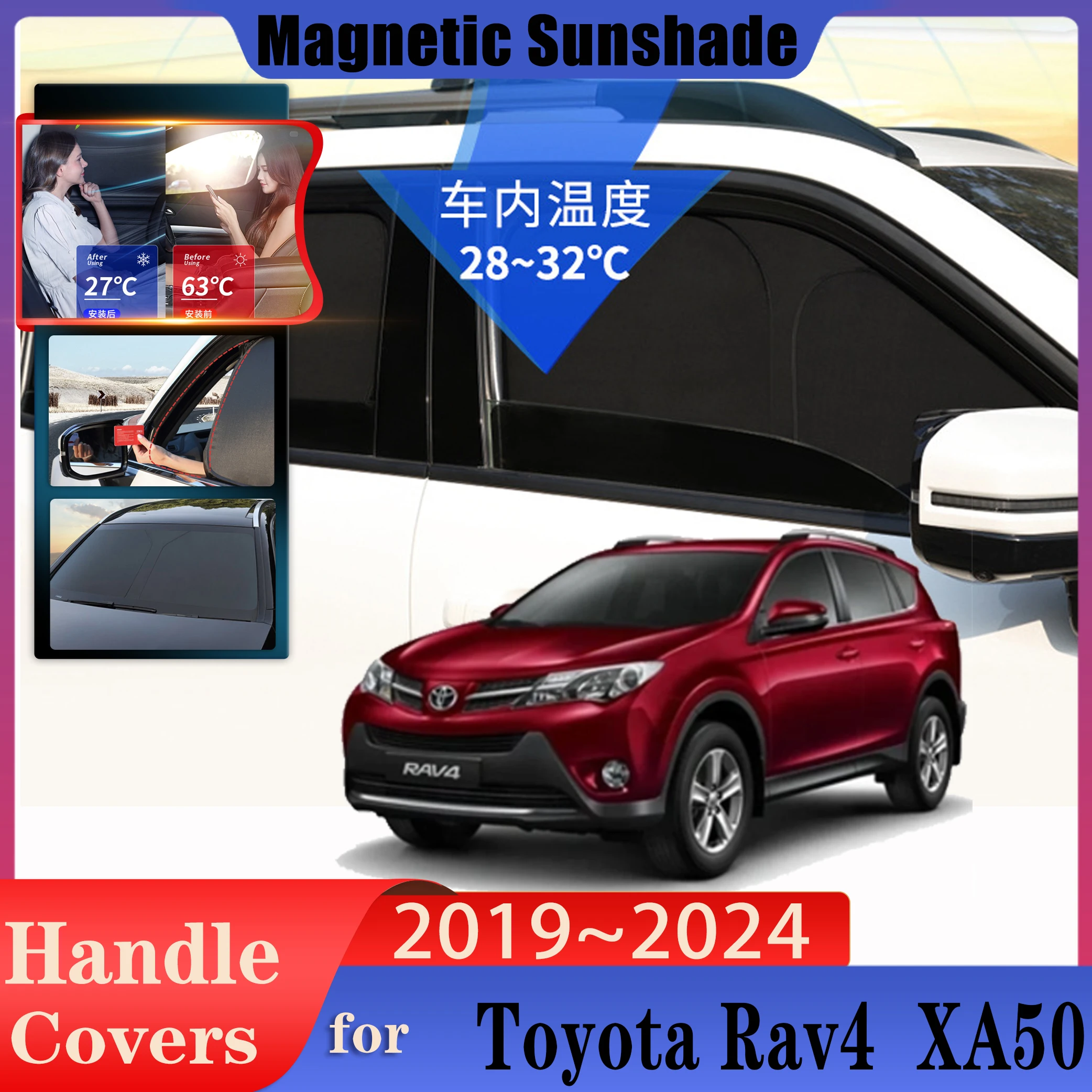 

Full Car Coverage Sunshades For Toyota RAV4 2019~2024 XA50 Suzuki Across Auto Sunscreen Window Sunshade Covers Car Accessories