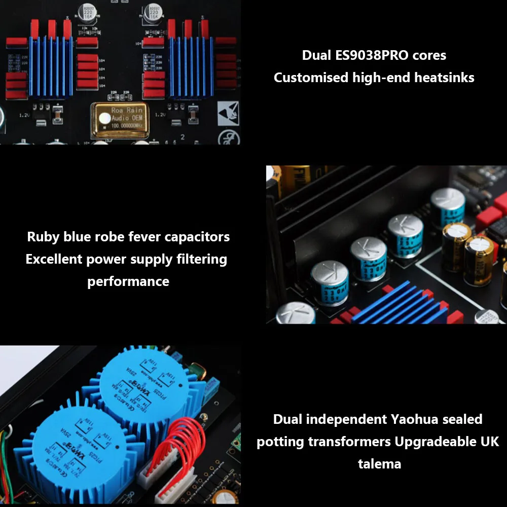 Dual ES9038PRO Audio Decoder Fully Balanced QCC5125 Bluetooth 5.0 DAC Support DSD512 PCM384KHz Lossless Decoding AMANERO USB