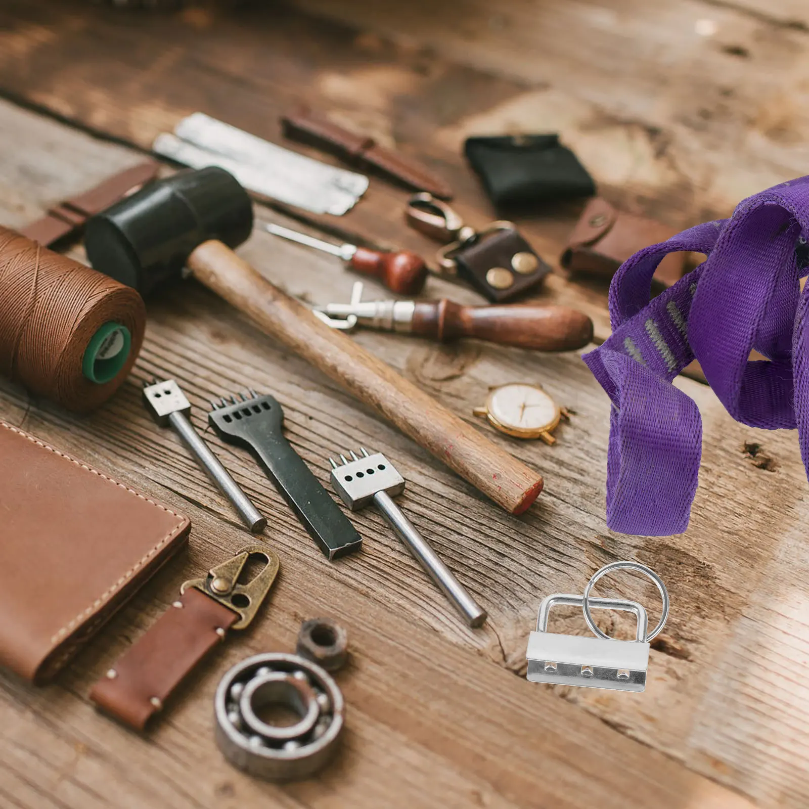 

10pcs Metal Tail Clip Keychain Fob Diy Handbag Accessories Wristlet Lanyard Hardware Craft Kit Bag Making Ribbon Ends Clamp