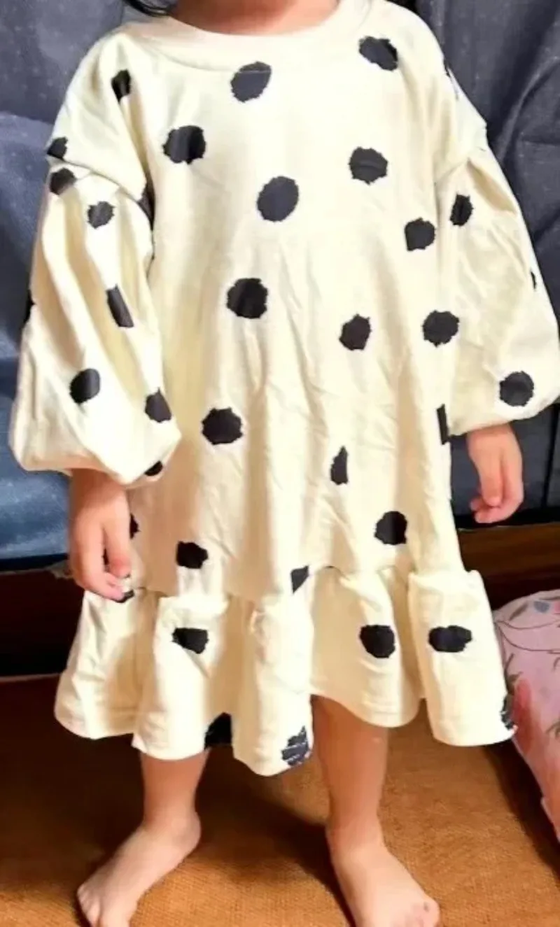Girls\' Dress Cartoon Strawberries  Autumn New Korean Girls\' Splicing Pleated Dress Printed Baby Kids Casual Clothes