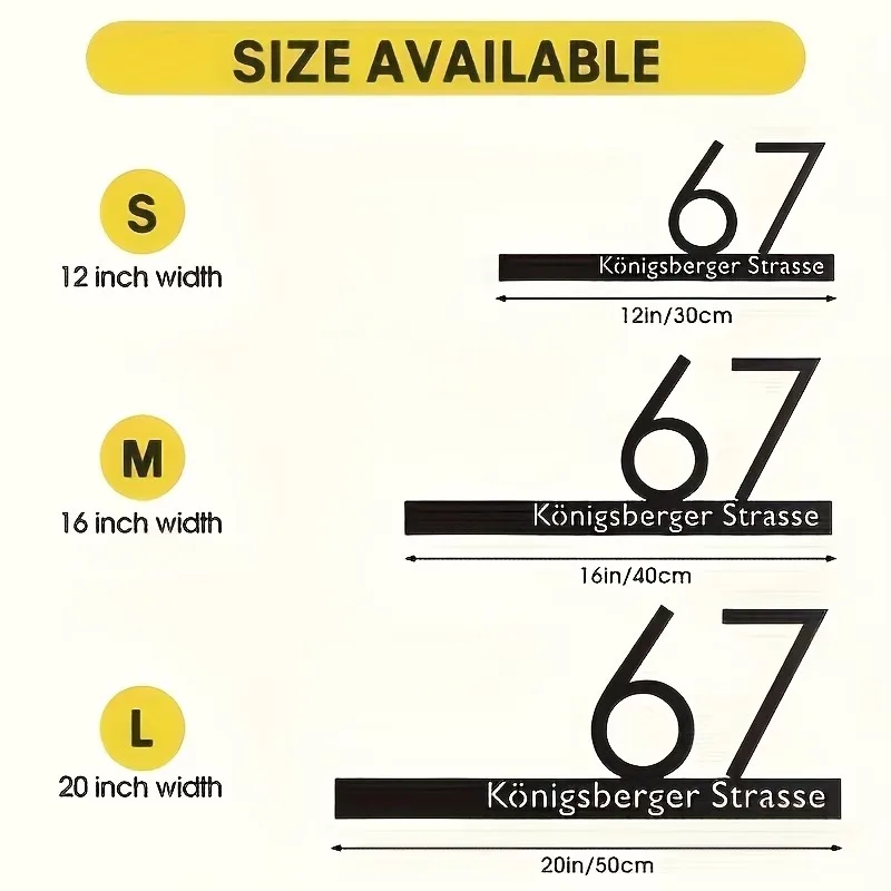 Custom Metal Address Plaques - Metal Door Signs, Wall-Mounted Modern Digital Design, Featuring Name/Number/Street/Postal Code