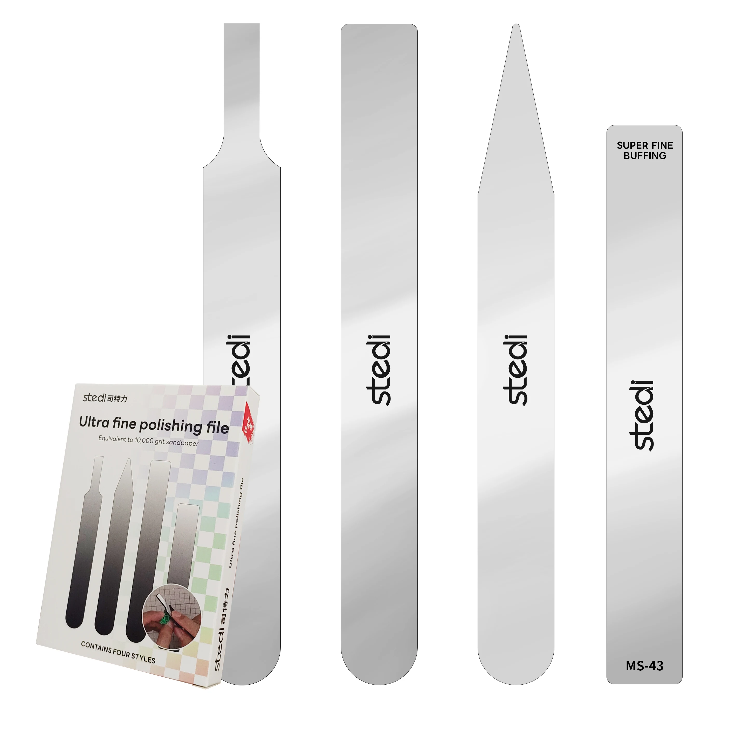 4 PCS Stedi Model Polishing Set, #10000 Grit Glass Precision Files, Mirror Surface Grinding Tools For Plastic Model Building