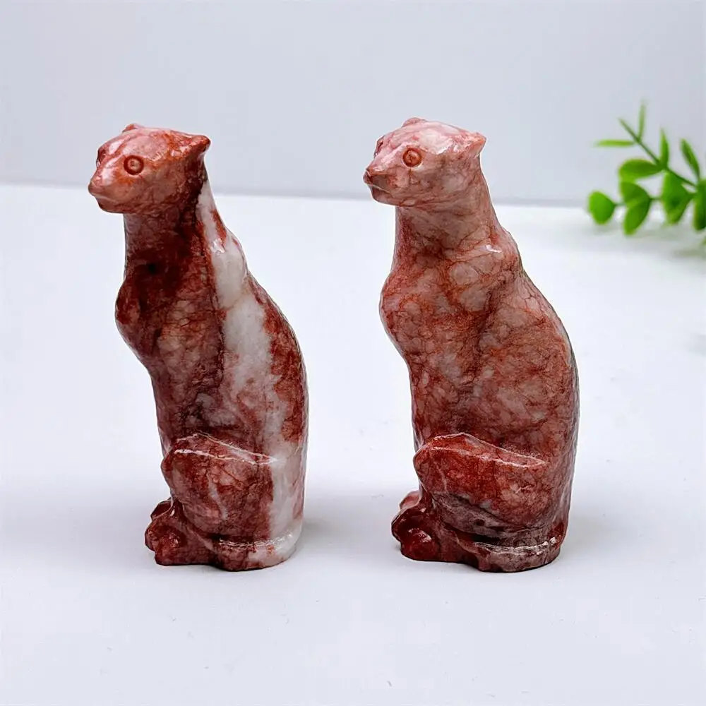 8cm Natural Stone Jade Cheetah Carving Polished Healing Crystal Animal Figurine Home Decor Craft Gift for Decoration And Healing