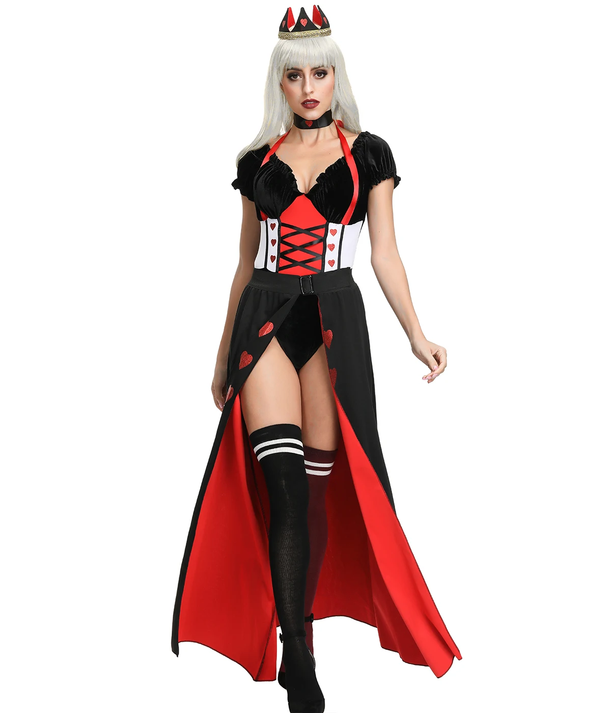 loween-cosplay-red-heart-princ-queen-alice-in-wonderland-spades-queen-large-size-poker-costume-women's-ethnic-wear