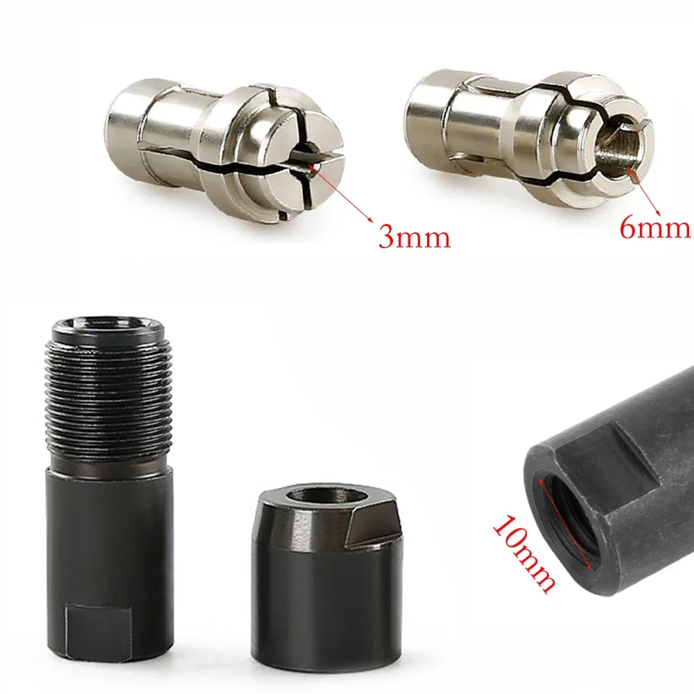 Angle Grinder Adapter for Straight Grinder Function with 3mm 6mm Collet Options and 10mm 14mm Thread Mounting Support