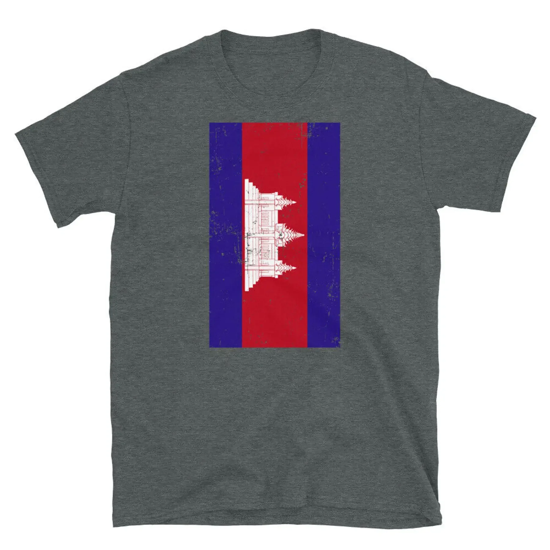 

Cambodia Southeast Asia Phnom Penh Distressed Flag Short Sleeve Unisex T Shirt