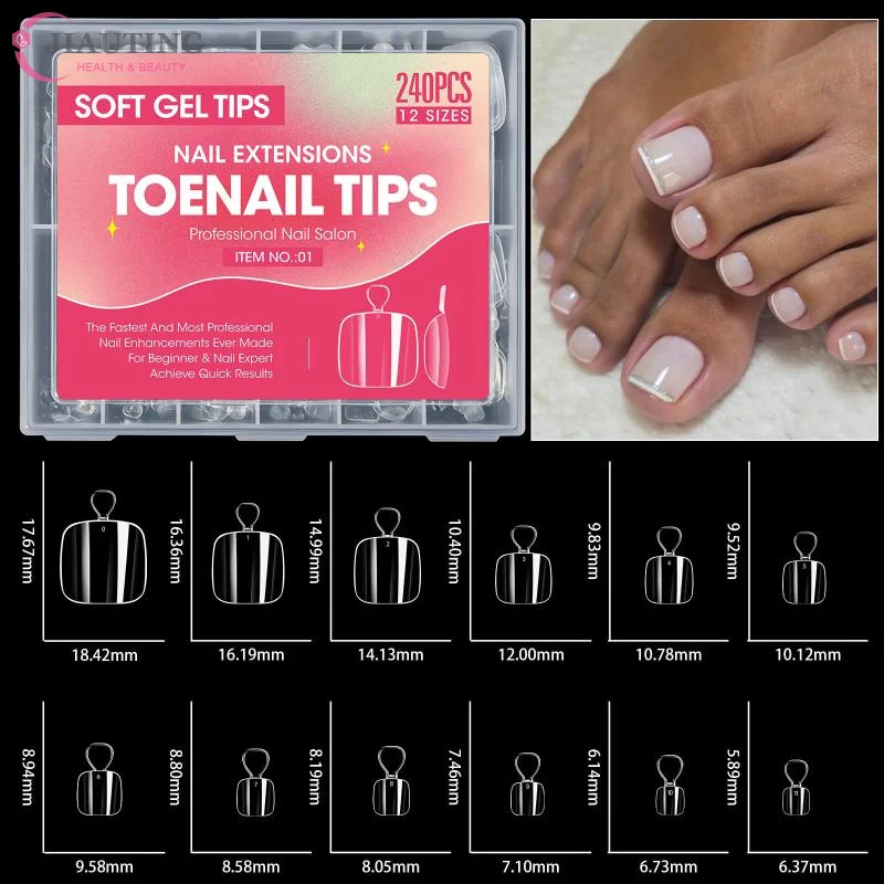 Short Toesnail Tips 240/320Pcs Square Clear Matte Soft Gel Nail Stickers for Home DIY Manicure Pedicure Use