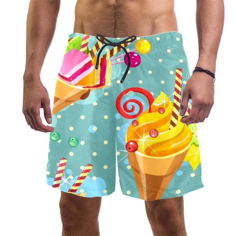 

Summer Hawaii New 3D Animals Panda Sloth Printing Beach Shorts Sweet Ice Cream Graphic Board Shorts Men Fashion Swimming Trunks