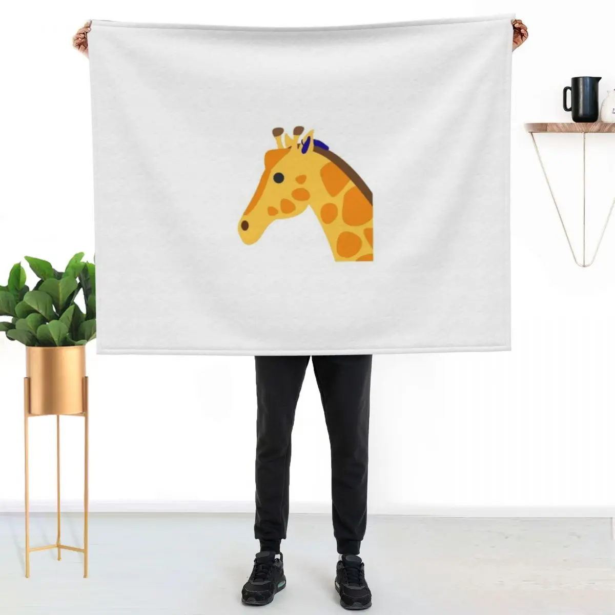 Giraffe with Blue Hearing Aid Throw Blanket Thermal funny gift Luxury Thicken Weighted Sofas Softest Blankets