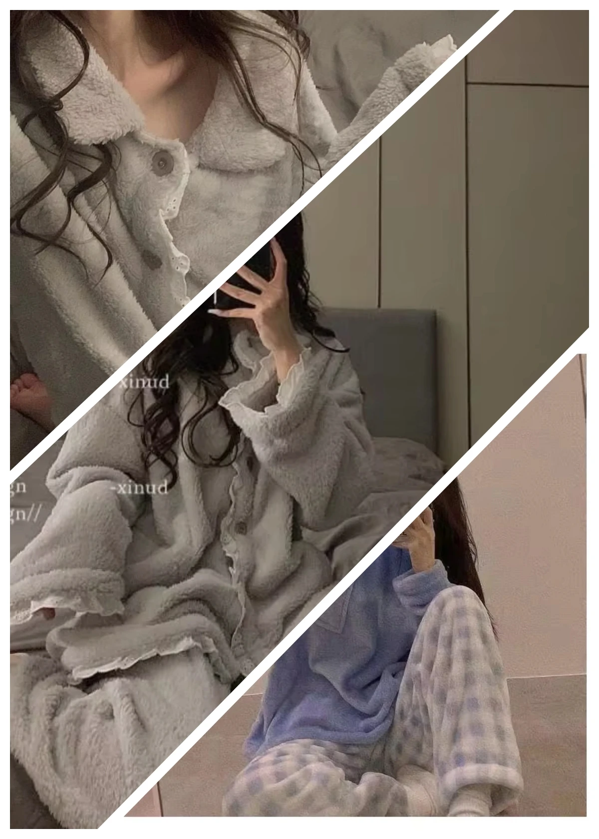 

Женский пижамный комплект: модная домашняя одежда с длинным рукавом, кружевная, утепленная, осенняя, мягкая, удобная, дышащая