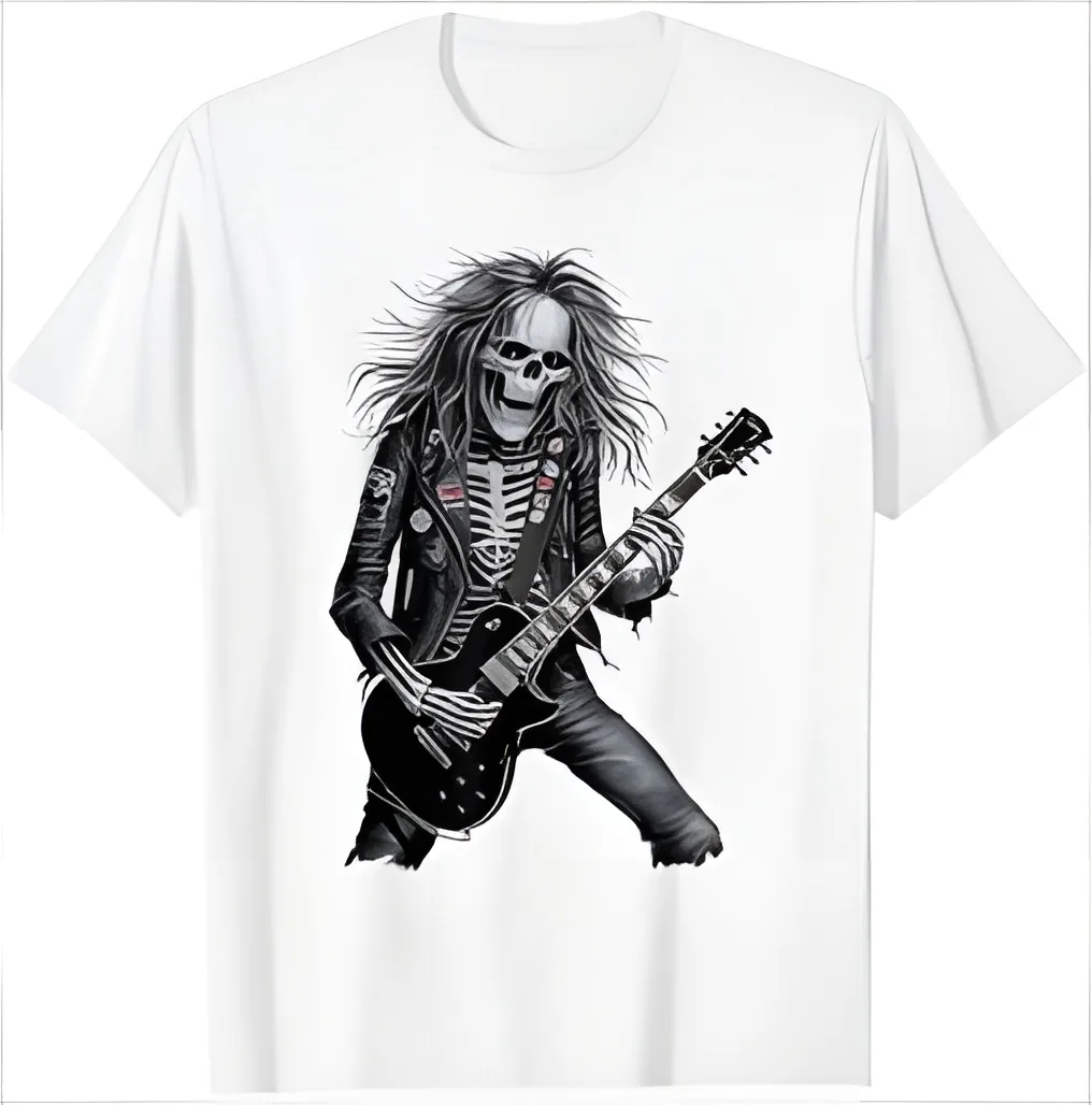 Skeleton Rocker With Guitar Guy Men Skeleton Playing Guitar T-Shirt