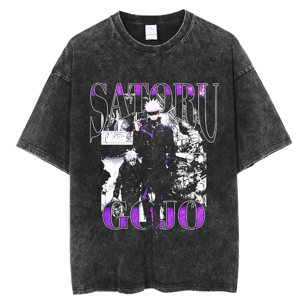 

Harajuku аниме Jujutsu Kaisen Gojo Satoru летняя футболка мужская хлопковая винтажная уличная футболка большого размера для фитнеса женская повседневная с короткими рукавами