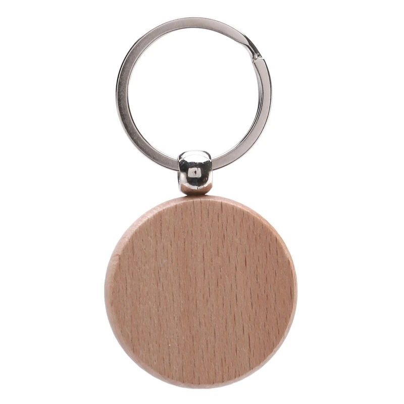 10Pcs Blank Round Wooden Key Chain Diy Wood Keychains Key Tags Can Engrave Diy Gifts 40X40mm