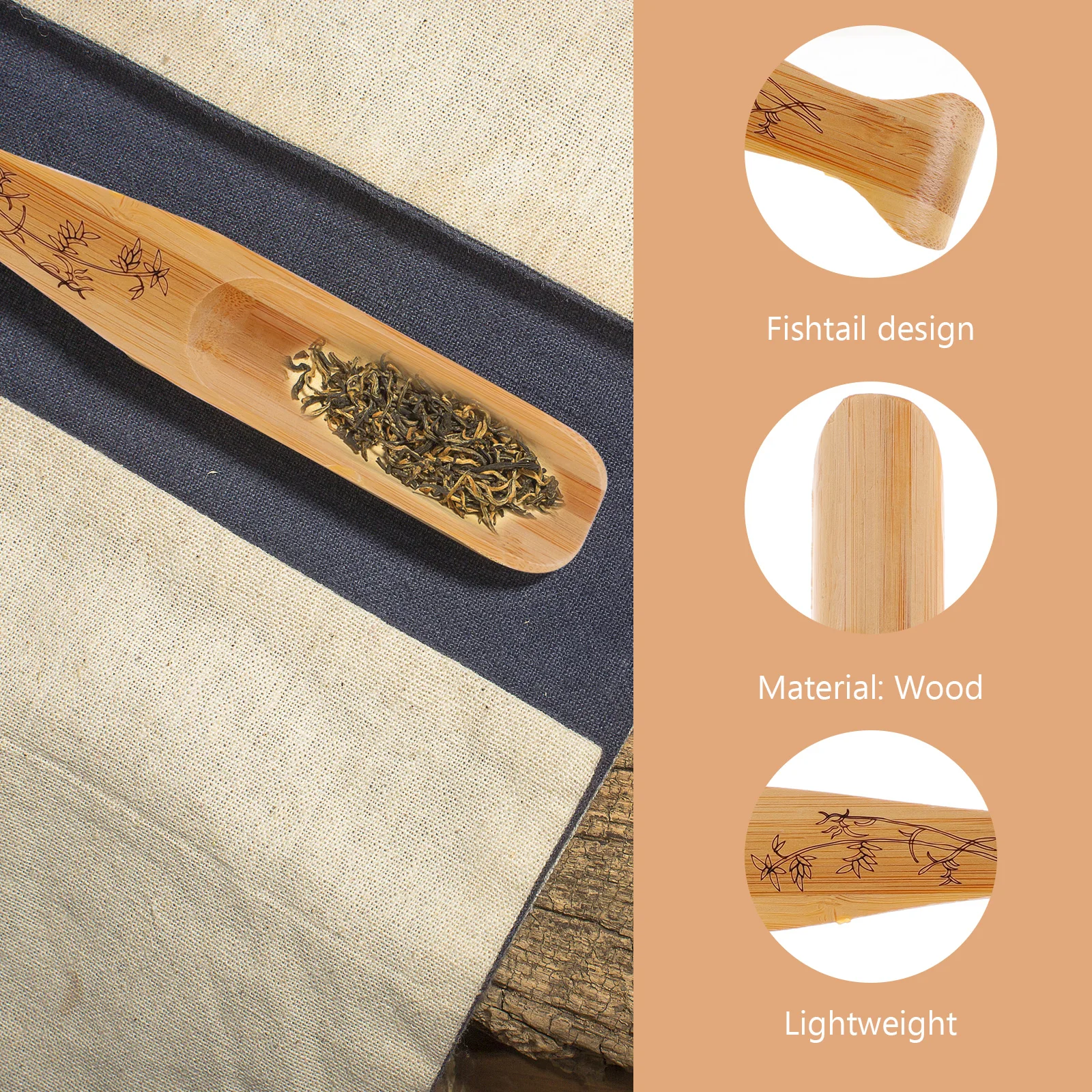 

1pcs Bamboo Tea Spoon Scoop Fishtail Handle For Coffee Flour Sugar Jar Teaware Accessories Kitchen Bar Tool Wooden Spoon