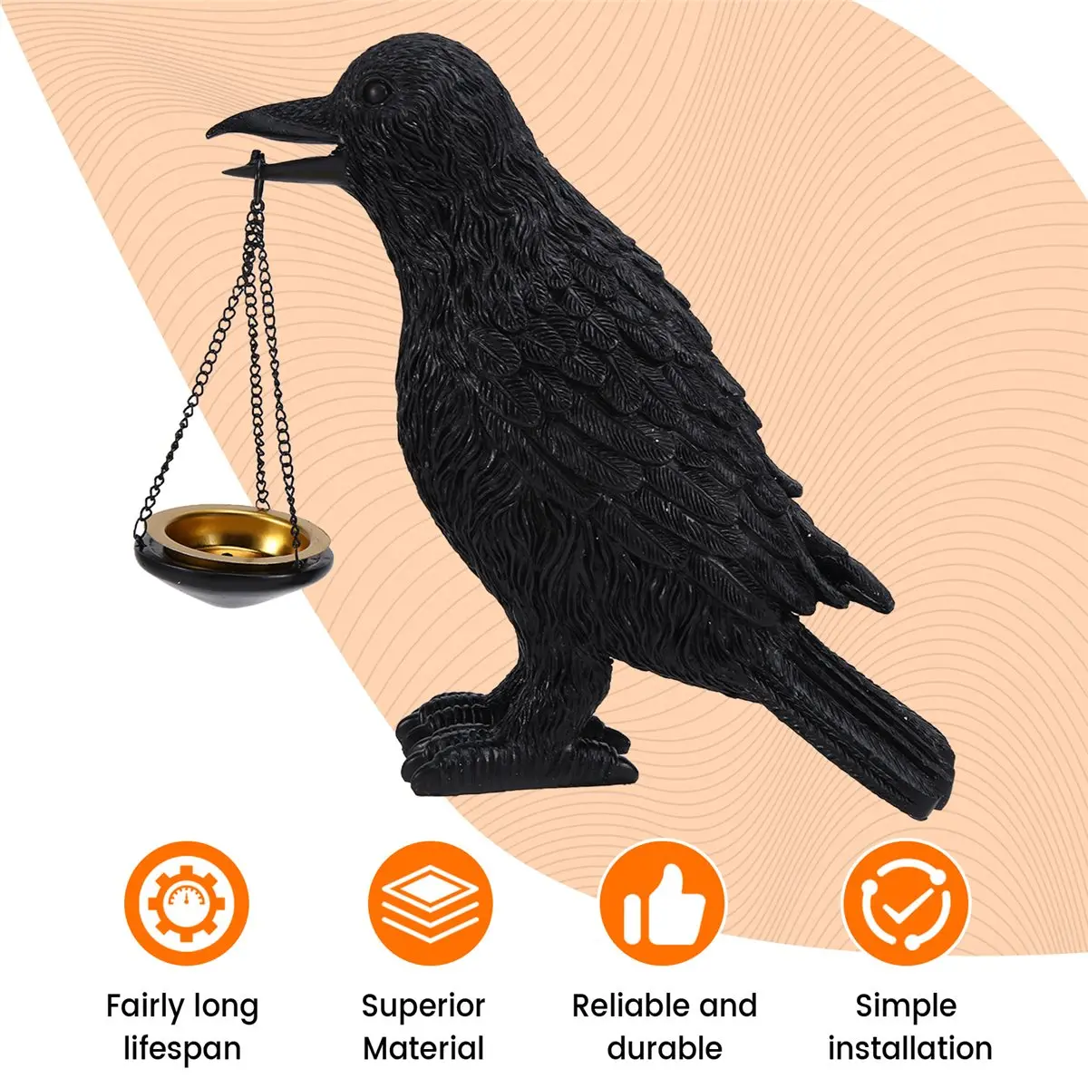 fitfit Gothic Crow Lamp with Tealight Candle Holder Resin Raven Decor Statue Gothic Home Decor for Bedroom Goth Gifts