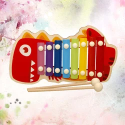 Durable Wood Xylophone Toy Musical Instrument For Toddler Percussion Melodious Sound Colorful Plates Stable Base Wooden Hand