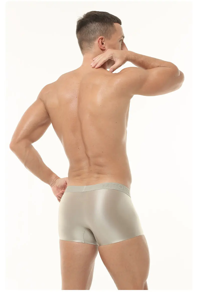 Błyszczące, seksowne bokserki męskie z wypukłą kieszenią U, satynowe, jedwabiste, gładkie, bezszwowe, z miękkiego, komfortowego jedwabiu lodowego.