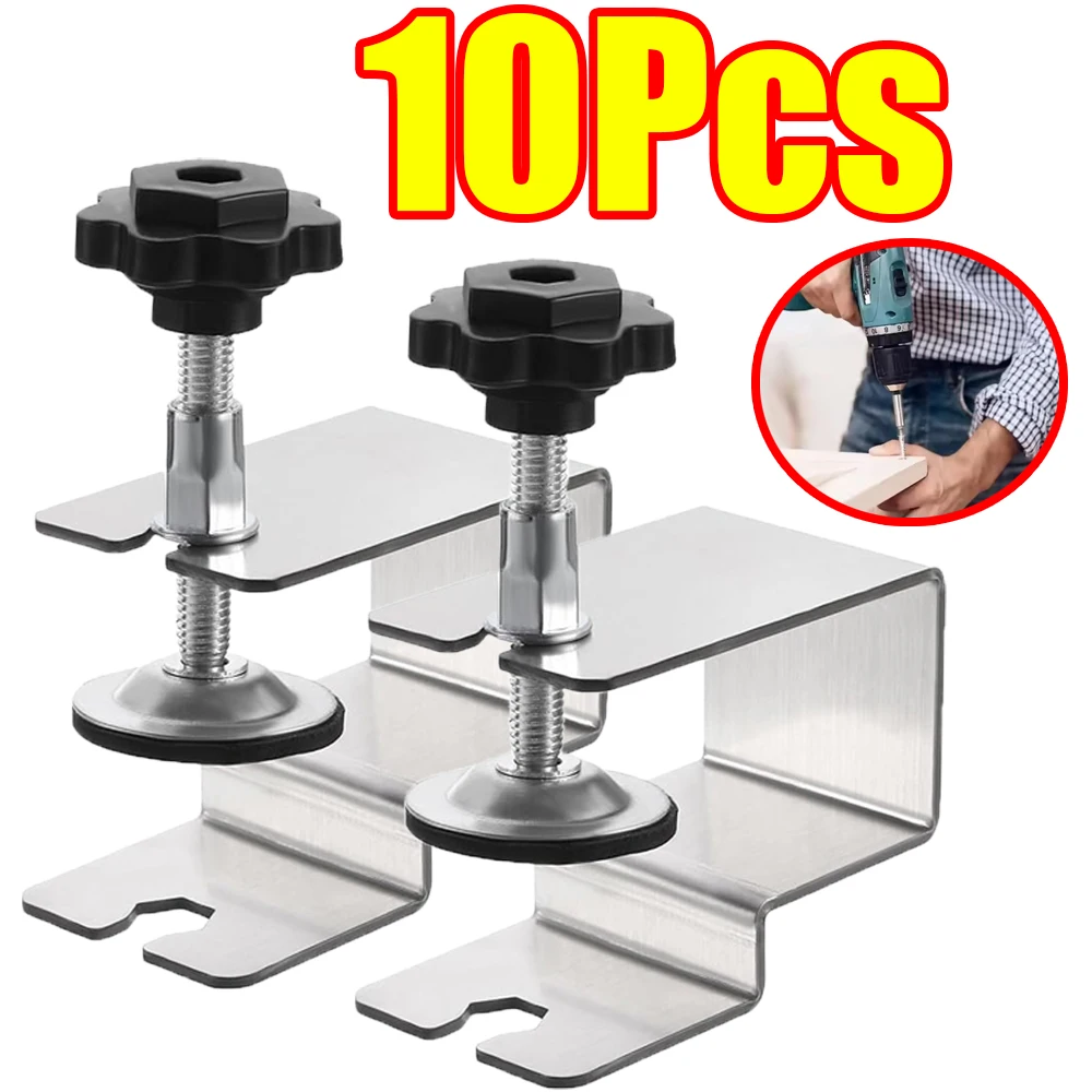 

1-10Pcs Drawer Front Installation Clamps Woodworking Jig Stainless Steel Cabinet Jig Fixing Clip Long Bend Clamps for Tables