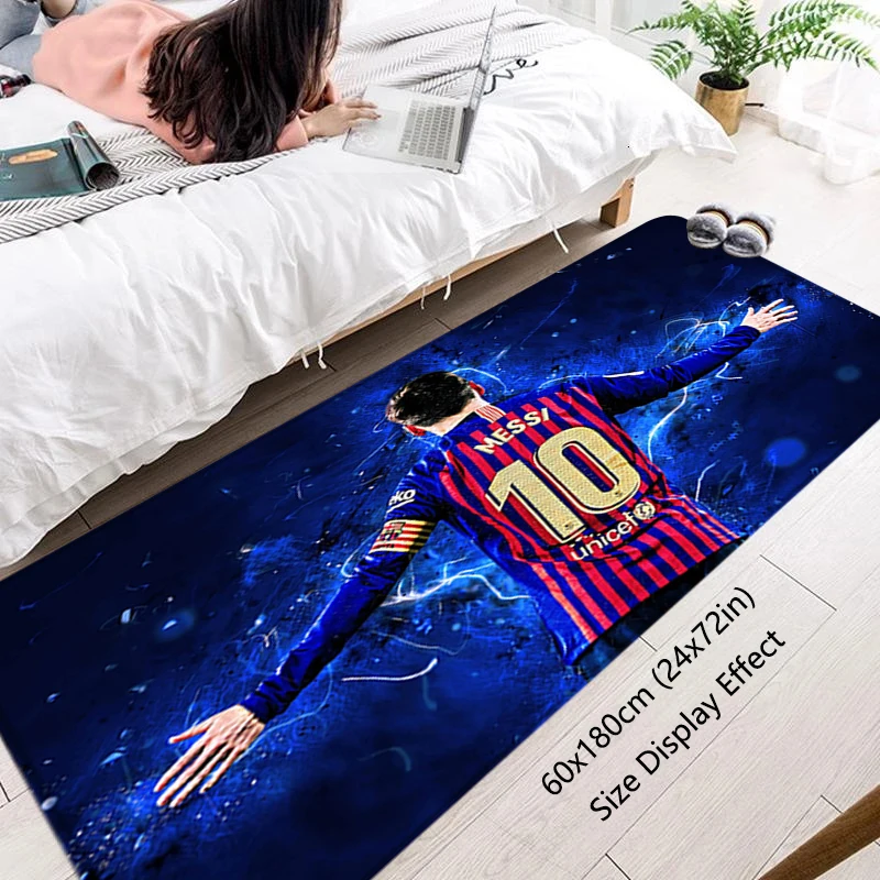 Living Room Carpet B-Messi Rug Foot Carpets Entrance Doormat Soccer Rug Floor Mats Anti Slip Kids Bath Mat Kitchen Hallway Decor